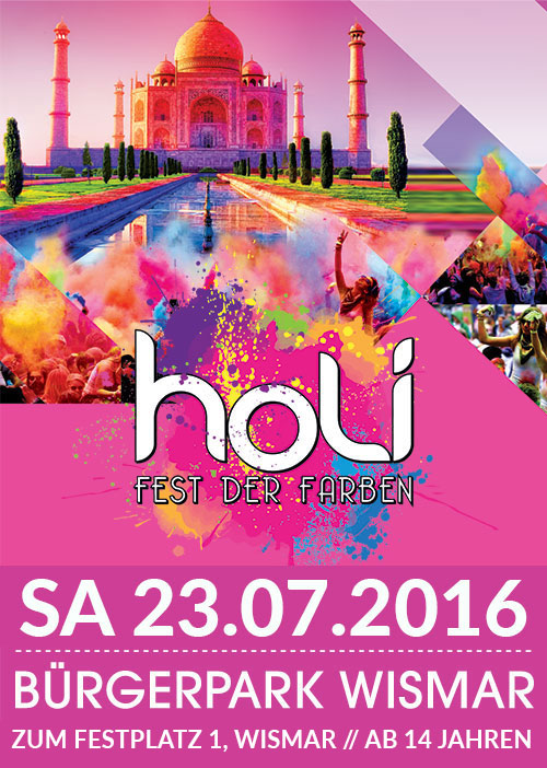 Party Flyer: Holi Party Wismar 2016 am 23.07.2016 in Wismar